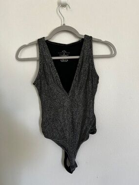 KN Bra-Free Black Sparkle V-Neck Bodysuit